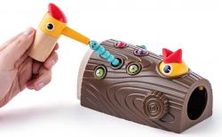 Woody DŘEVO Datel baby hra magnetická vytahování červíků
