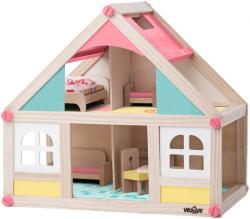 Woody DŘEVO Domeček malý se 2 panenkami a doplňky (dřevěná hračka)
