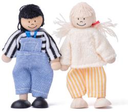 Woody DŘEVO Domeček s balkónem set se 4 panenkami a doplňky 2 patra