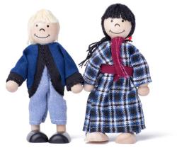 Woody DŘEVO Domeček s balkónem set se 4 panenkami a doplňky 2 patra