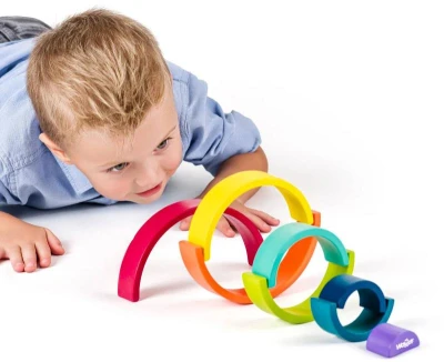 Woody DŘEVO Duha skládačka balanční oblouky 8 dílků (dřevěná hračka)