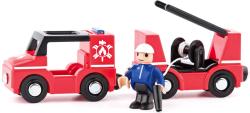 Woody DŘEVO Hasiči set autíčko s vagonkem a figurkou doplněk k vláčkodráze Woody DŘEVO Hasiči set autíčko s vagonkem a figurkou doplněk k vláčkodráze