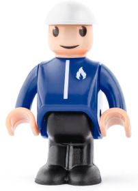 Woody DŘEVO Hasiči set autíčko s vagonkem a figurkou doplněk k vláčkodráze