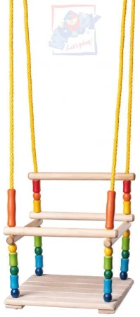 Woody DŘEVO Houpačka závěsná barevná s ohrádkou (dřevěná hračka)