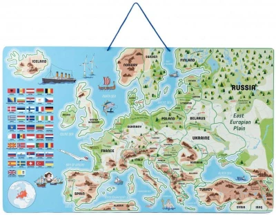 Woody DREVO Hra mapa Európy 3v1 naučné puzzle skladačka 75x45cm AJ