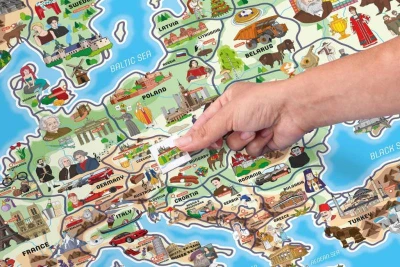 Woody DREVO Hra mapa Európy 3v1 naučné puzzle skladačka 75x45cm AJ