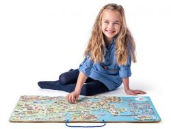 Woody DŘEVO Hra mapa Evropy 3v1 naučné puzzle skládačka 75x45cm AJ