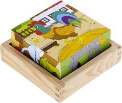 Woody DŘEVO Kostky obrázkové 5cm statek set 4ks kubus (dřevěná hračka)