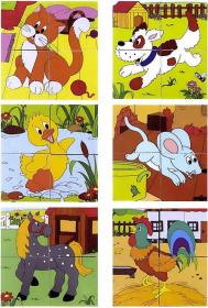 Woody DŘEVO Kostky obrázkové 5cm statek set 4ks kubus (dřevěná hračka)