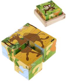 Woody DŘEVO Kubus Safari obrázkové dětské kostky 4ks (dřevěná hračka)