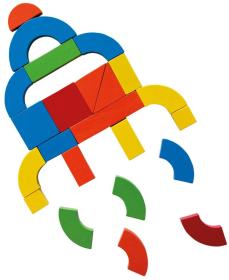 Woody DŘEVO Kufřík magnetický kreativní barevná skládačka 42 dílků