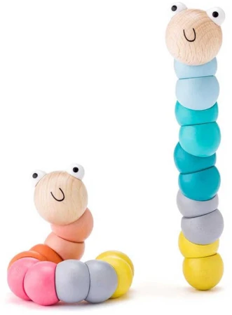 Woody DŘEVO Motorický červík baby kloubový pro miminko 2 barvy