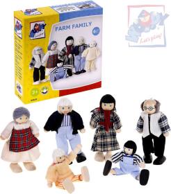 Woody DŘEVO Panenky do domečku set 6ks farmářská rodinka (dřevěná hračka)