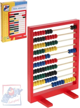 Woody DŘEVO Počitadlo dětské 26cm červený rám 100 kuliček Woody DŘEVO Počitadlo dětské 26cm červený rám 100 kuliček