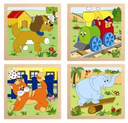 Woody DŘEVO Puzzle baby vkládací na desce 4 dílky v rámečku 4 druhy