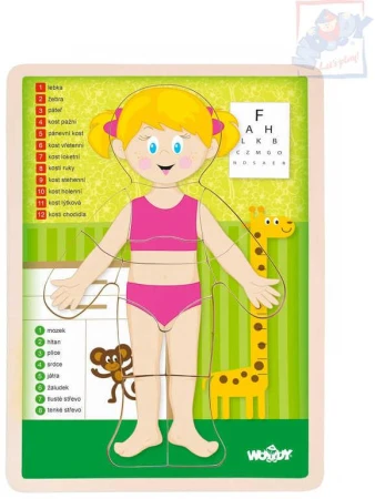 Woody DŘEVO Puzzle holka naučná skládačka set 13 dílků s podložkou Woody DŘEVO Puzzle holka naučná skládačka set 13 dílků s podložkou