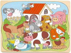 Woody DŘEVO Puzzle na desce Veselá domácí zvířátka skládačka