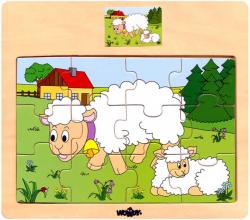 Woody DŘEVO Puzzle na desce Zvířátka domácí s mláďátky 6 druhů