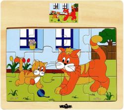 Woody DŘEVO Puzzle na desce Zvířátka domácí s mláďátky 6 druhů