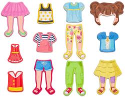 Woody DŘEVO Puzzle skládačka magnetické tvary 39ks Módní salon