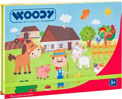 Woody DŘEVO Puzzle skládačka magnetické tvary 64ks Statek