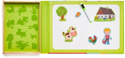 Woody DŘEVO Puzzle skládačka magnetické tvary 64ks Statek