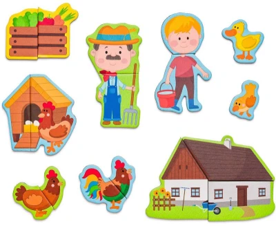 Woody DŘEVO Puzzle skládačka magnetické tvary 64ks Statek