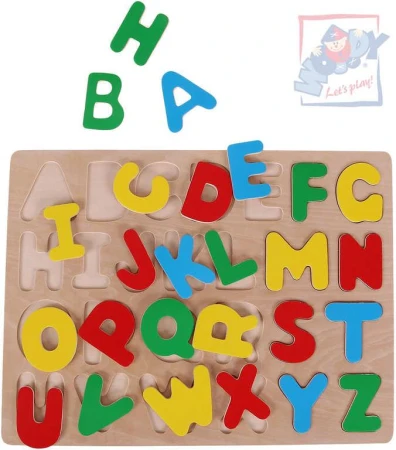 Woody DŘEVO Puzzle vkládací na desce Abeceda