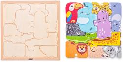 Woody DŘEVO Puzzle zvířátka 11 dílků na desce (dřevěná hračka)