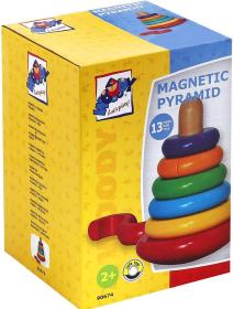 Woody DŘEVO Pyramida skládací magnetická vkládačka Káča (dřevěná hračka)