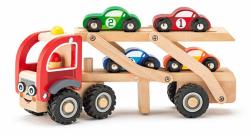 Woody DŘEVO Set tahač veselý + 4 závodní auta (dřevěná hračka) Woody DŘEVO Set tahač veselý + 4 závodní auta (dřevěná hračka)
