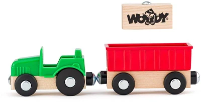 Woody DŘEVO Užitkové vozy set 4 autíčka se 2 figurkami doplněk k vláčkodráze