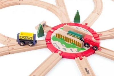 Woody DREVO Veľká točna príslušenstvo k vláčikovej dráhe (drevená hračka)