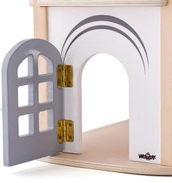 Woody DŘEVO Vila Isabelle set s nábytkem a 2 panenkami (dřevěná hračka)