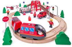 Woody DŘEVO Vláčkodráha hasiči s elektrickou mašinkou na baterie Woody DŘEVO Vláčkodráha hasiči s elektrickou mašinkou na baterie