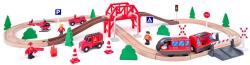 Woody DŘEVO Vláčkodráha hasiči s elektrickou mašinkou na baterie