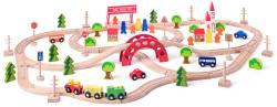 Woody DŘEVO Vláčkodráha s mostem a zastávkou 90 dílků v krabici