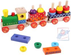 Woody DŘEVO Vlak navlékací set mašinka + 2 vagonky Světlo Zvuk Woody DŘEVO Vlak navlékací set mašinka + 2 vagonky Světlo Zvuk