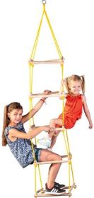 Woody DŘEVO Žebřík dětský provazový čtyřhranný 40x40x195cm závěsný