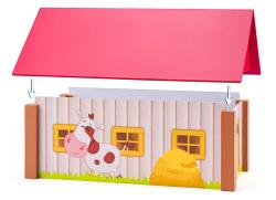 Woody Statek se třemi budovami a podložkou dřevěný