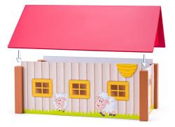 Woody Statek se třemi budovami a podložkou dřevěný