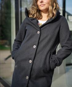 Woox Harlem Black Beauty woolshellový kabát