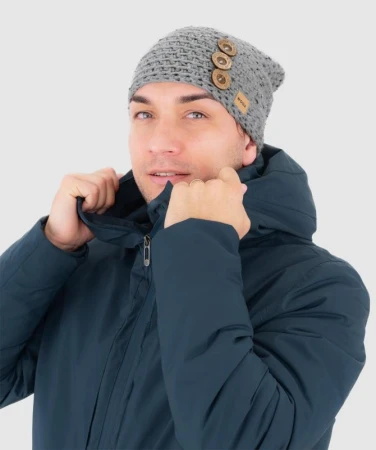 WOOX Mus Button Beanie šedá pánská čepice