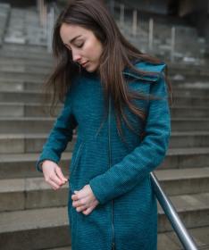 Woox Rajala Legion Blue dámsky Woolshellový kabát