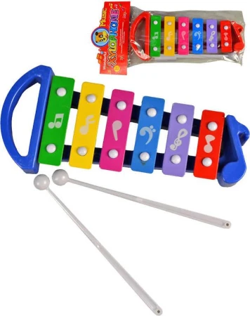 Xylofon dětský barevný 25cm set se 2 paličkami kov (hudební nástroje) Xylofon dětský barevný 25cm set se 2 paličkami kov (hudební nástroje)