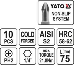 Yato BIT sada 10 ks PH2x75