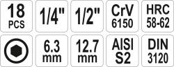 Yato Bity sada 18 ks imbus 3-12 mm