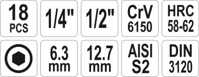 Yato Bity sada 18 ks imbus 3-12 mm
