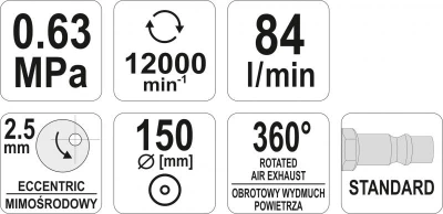 Yato Bruska pneumatická 2,5 mm