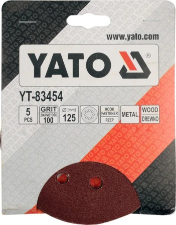 Yato Brusný papír 125 mm P100 s otvory 5 ks suchý zip